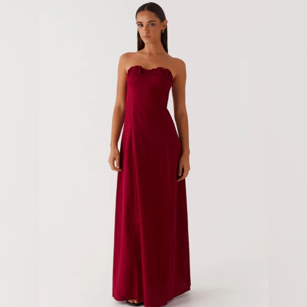 Peppermayo Tayla Linen Maxi Dress Red